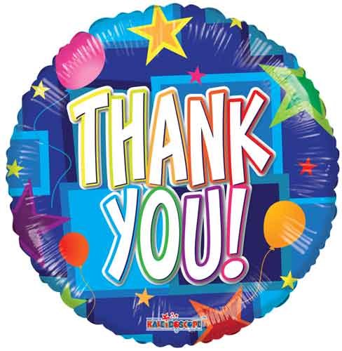 Thank You, Bold Colors • Standard Size 18" Mylar Helium Balloon