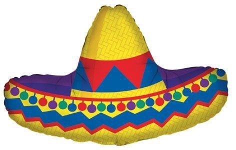Sombrero Shape • Jumbo 34" Mylar Helium Balloon