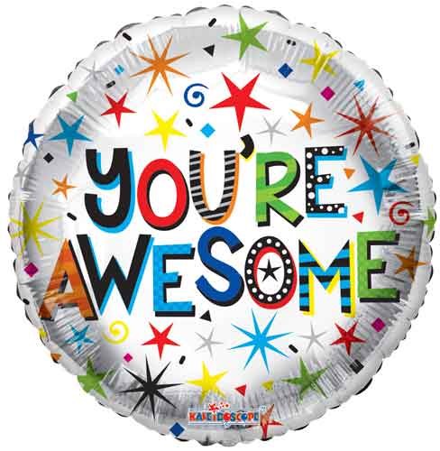 You're Awesome, Colorful Star Confetti • Standard Size 18" Mylar Helium Balloon