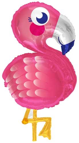 Bird, Flamingo Shape Big Eyes • Jumbo 28" Mylar Helium Balloon