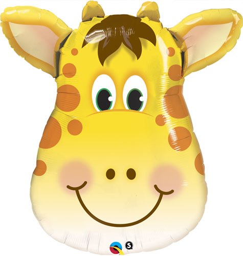 Jungle, Safari • Giraffe, Cute Face Shape • Jumbo 32" Mylar Helium Balloon