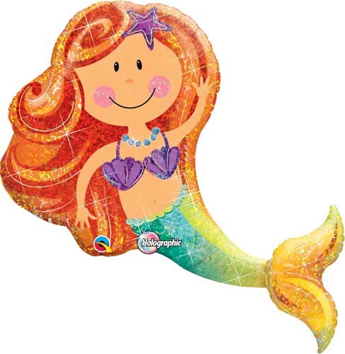 Ocean, Mermaid Merry Holographic • Jumbo 38" Mylar Helium Balloon