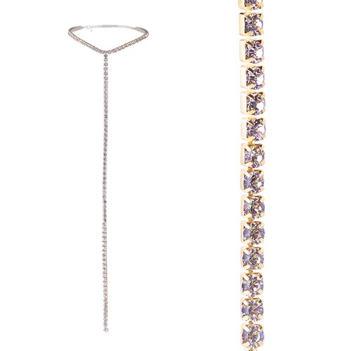 Lariat Choker Rhinestone Gold