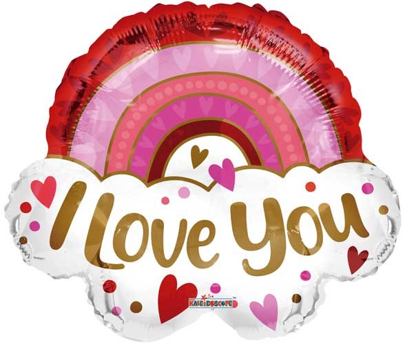 I Love You, Pink Rainbow Shape • Standard Size 18" Mylar Helium Balloon