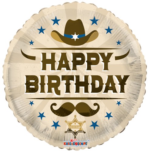 Western, Cowboy/Cowgirl Happy Birthday • Standard Size 18" Mylar Helium Balloon