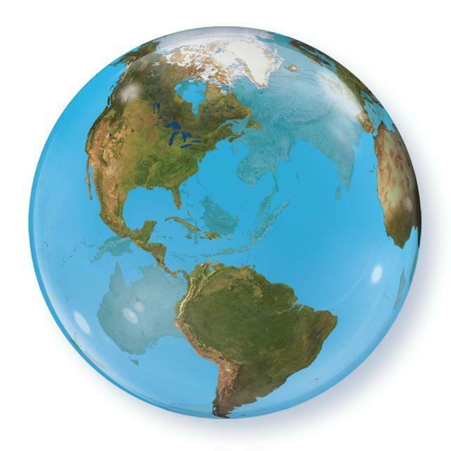 Outer Space, Earth Bubble • Jumbo 22" Plastic, Non Foil Helium Balloon