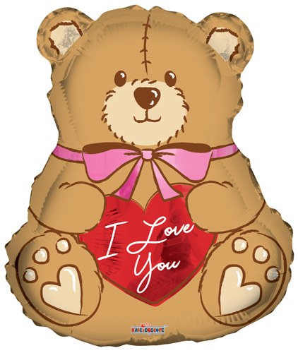 I Love You, Teddy Bear Plush • Standard Size 18" Mylar Helium Balloon