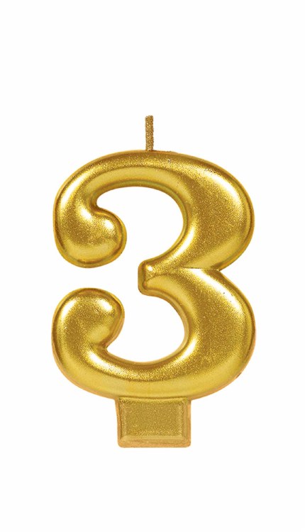 Candle "3" Gold