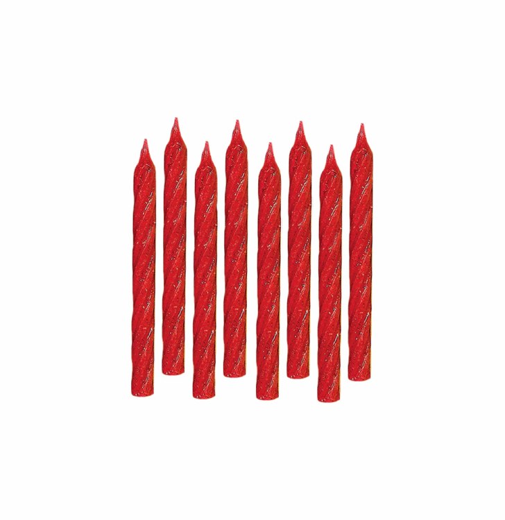 Candles Lg Red Glitter 24pk