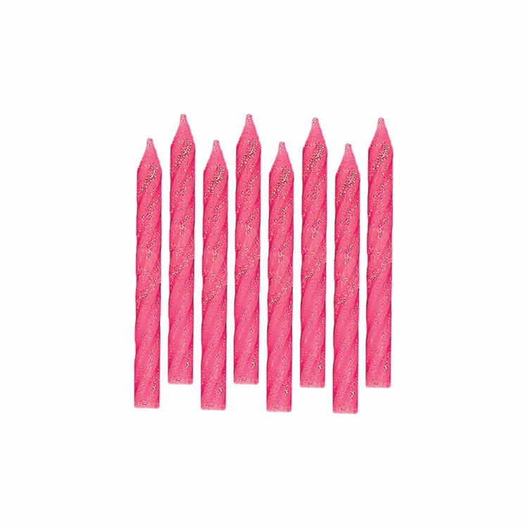 Candle Large Spiral Glitter Pink