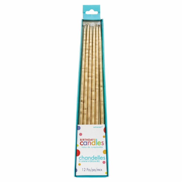 Candles Thin Taper Gold 12pk