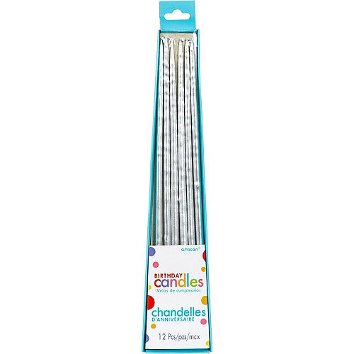 Candles Taper Thin Silver 12pk