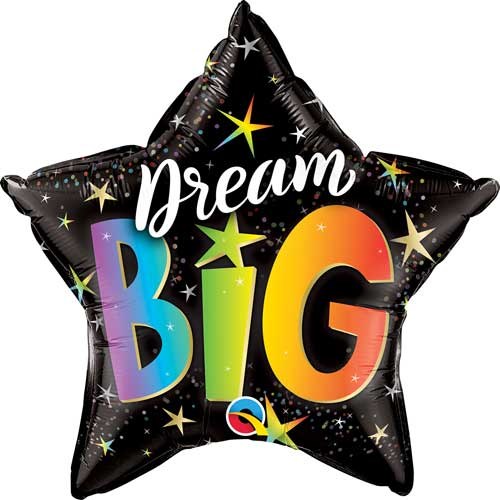 Dream Big Star Shape • Standard Size 18" Mylar Helium Balloon