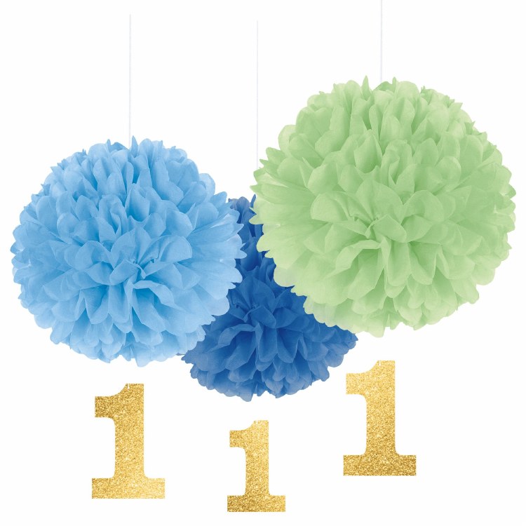Fluffy Deco 3pc 1st BDay Boy