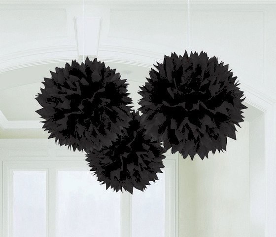 Hanging Fluffy Decor ~ Black 3pc