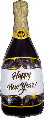 Happy New Year, Champagne Bottle • Jumbo 39" Mylar Helium Balloon