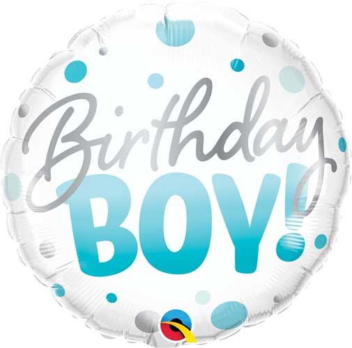 Birthday Boy, Dots • Standard Size 18" Mylar Helium Balloon