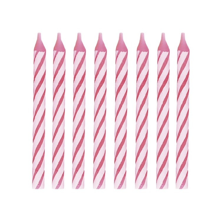 Candles Spiral Bright Pink/Wht