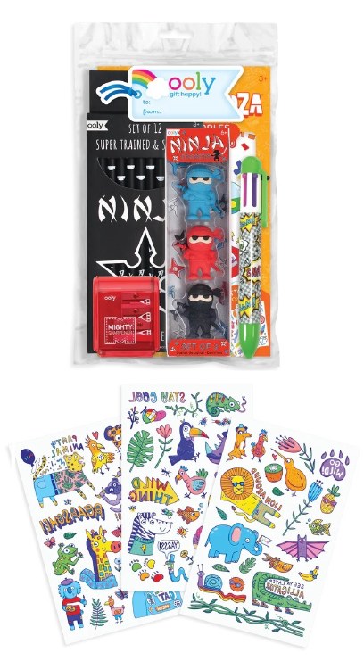 Happy Pack ~ Cool Ninja Stationary Kit w/ Temporary Tattoos
