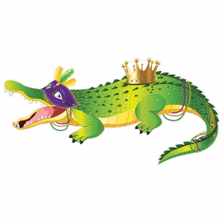 Oversized Jointed Mardis Gras Alligator Cutout