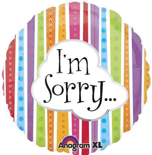 I'm Sorry, Colorful Stripes • Standard Size 18" Mylar Helium Balloon