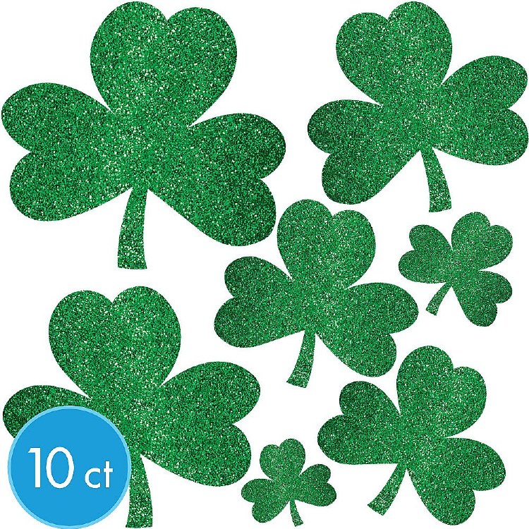 Shamrock Glitter Mini Cutouts ~ 10 Pieces