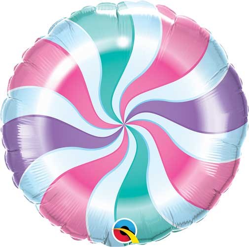 Candy Swirl, Pastel • Standard Size 18" Mylar Helium Balloon