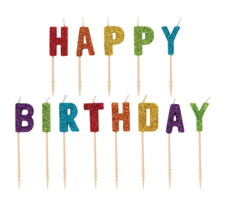 Candle Letters Glitter HBD