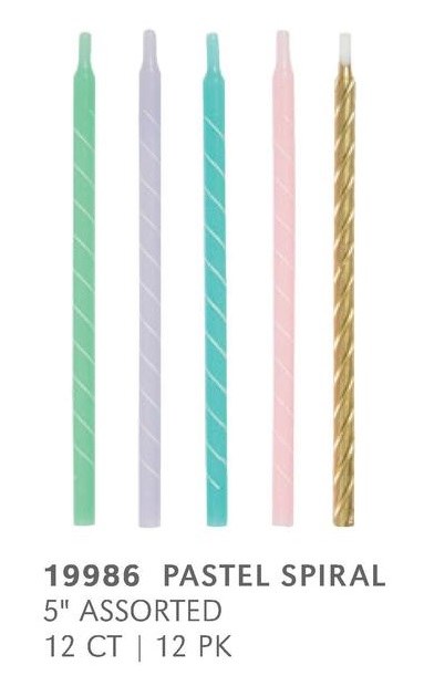 Candle Pastel/Gold Spiral 12pk