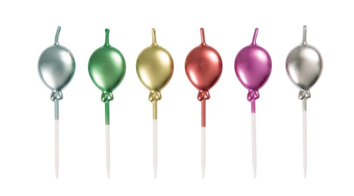 Metallic Balloon Candles 6ct
