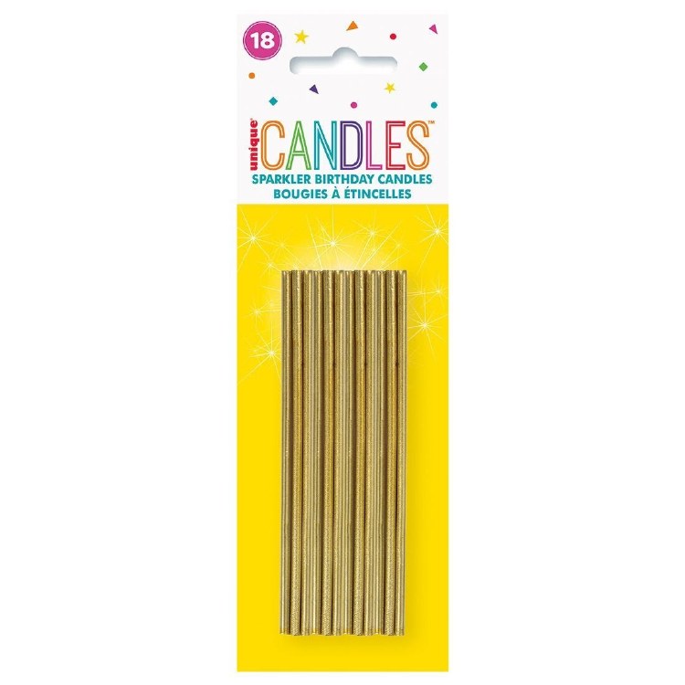 Candles Sparkle Stick Gld 18pk