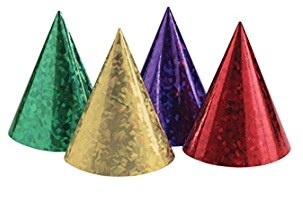 Prismatic/Holographic Cone Party Hats ~ 8 Pack