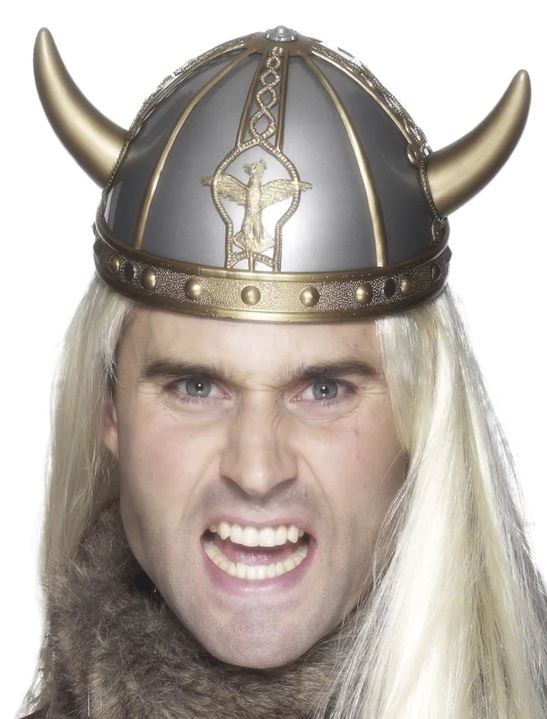 Viking Helmet Slvr Small Horns