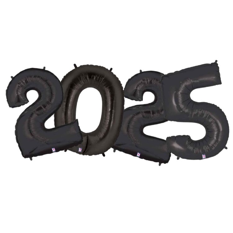 2025 Number Bundle, Black • Mega Jumbo 40" Mylar Helium Balloons x4