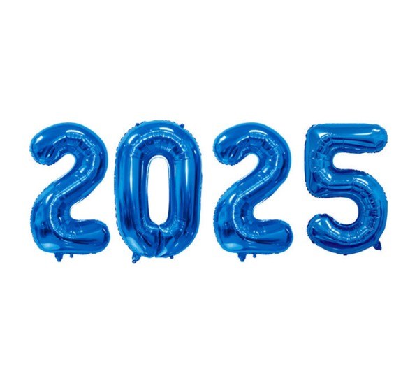 2025 Number Bundle, Blue • Jumbo 34" Mylar Helium Balloons x4
