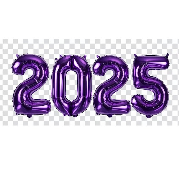 2025 Number Bundle, Purple • Jumbo 34" Mylar Helium Balloons x4