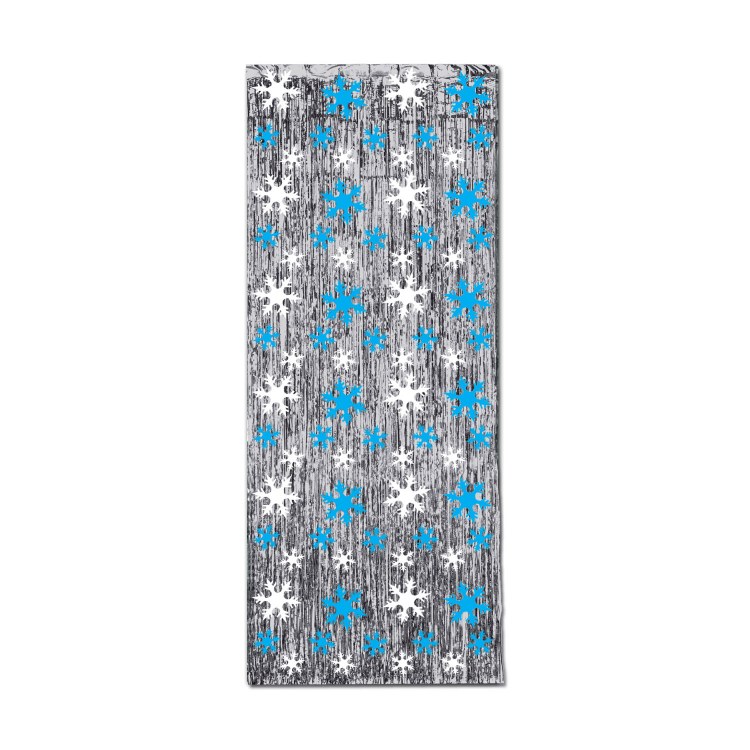 Snowflake Metallic Door Curtain ~ 8' x 3'