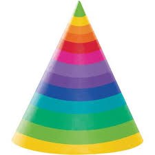 Rainbow Cone Hats 8ct