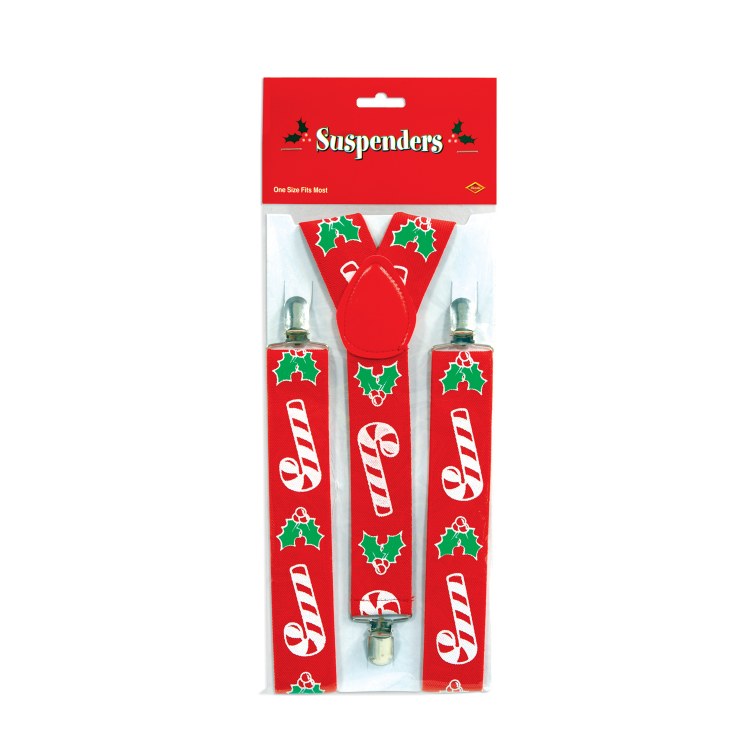 Suspenders Candy Cane/Holly
