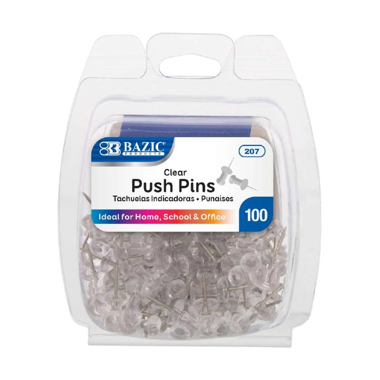 Push Pins Clear 100ct