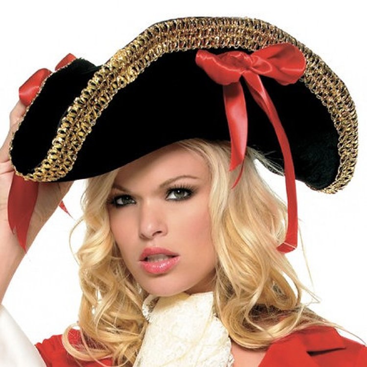 Hat Pirate Gold Trim Red Bow