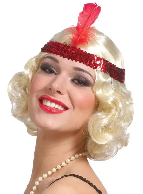 Wig Curly Flapper w/ Beadband Blonde