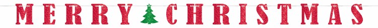 Merry Christmas Glitter Banner ~ 12'