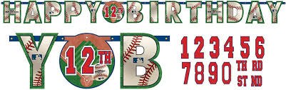 Baseball Add an Age Birthday Banner