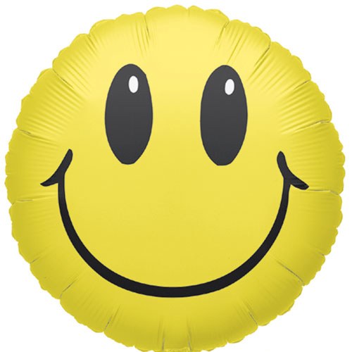 Smiley Face, Big Eyes • Standard Size 18" Mylar Helium Balloon