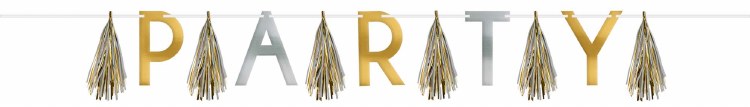Bday Silver &amp; Gold Tassel Garland Party 10ft