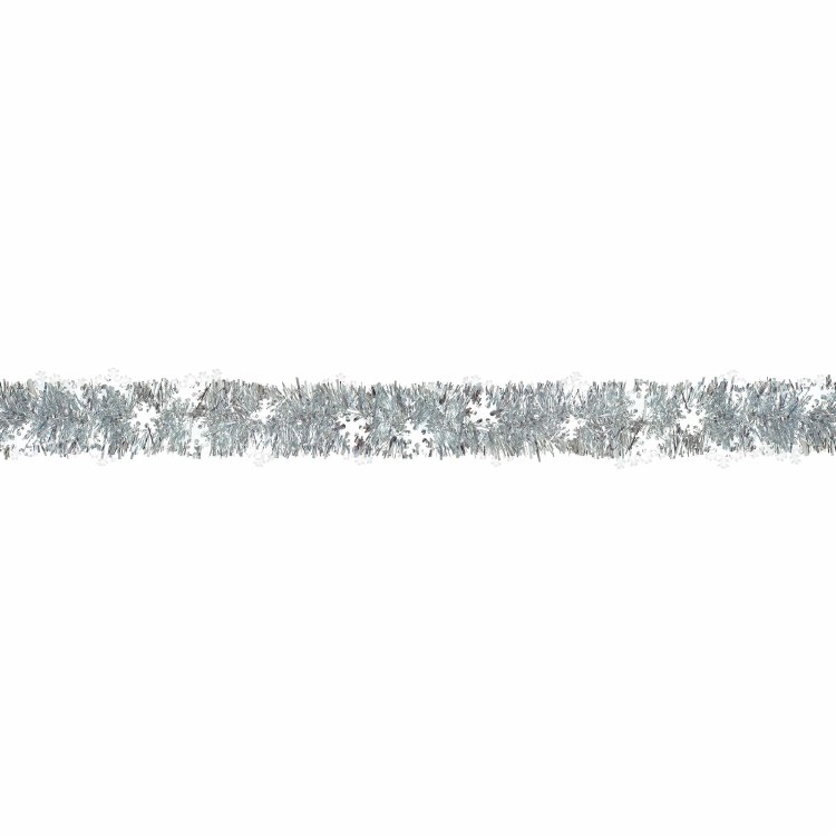 Snowlake Silver Tinsel Garland 9ft