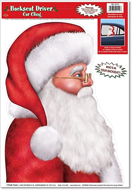 Backseat Santa Car Window Cling