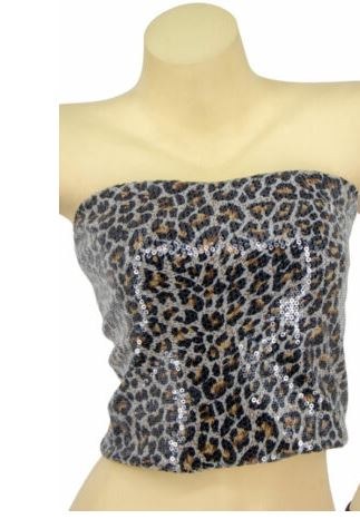 Sequined Cheeta Tube Top