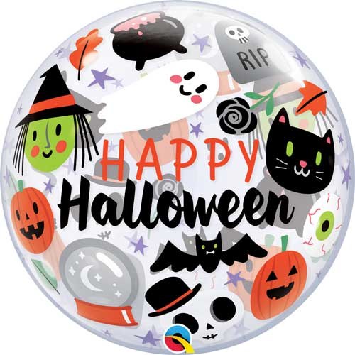 Happy Halloween Everything • 22" Plastic Bubble Helium Balloon